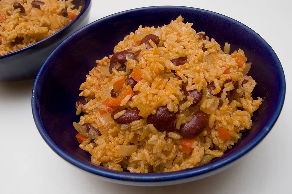 A bowl of Brazilian rice with red beans