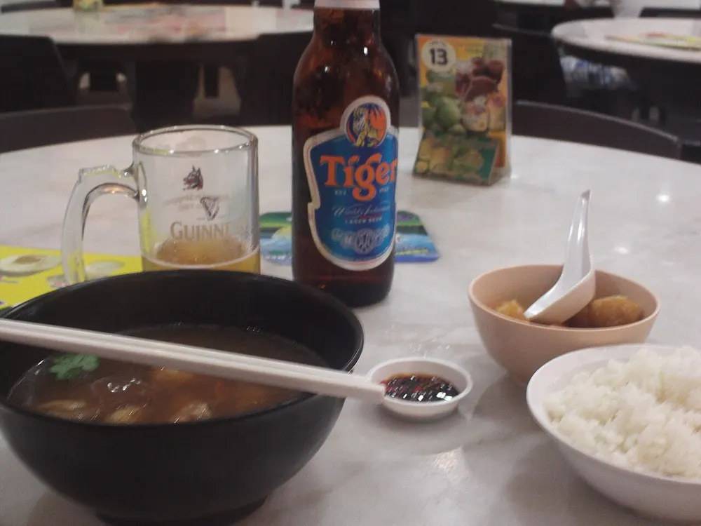 Singapore bak kut teh — peppery pork-rib soup with youtiao and rice