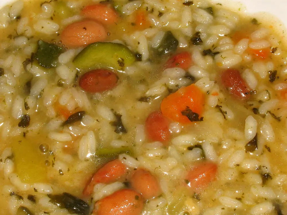 Minestrone di verdure — hearty Italian vegetable and bean soup with rice