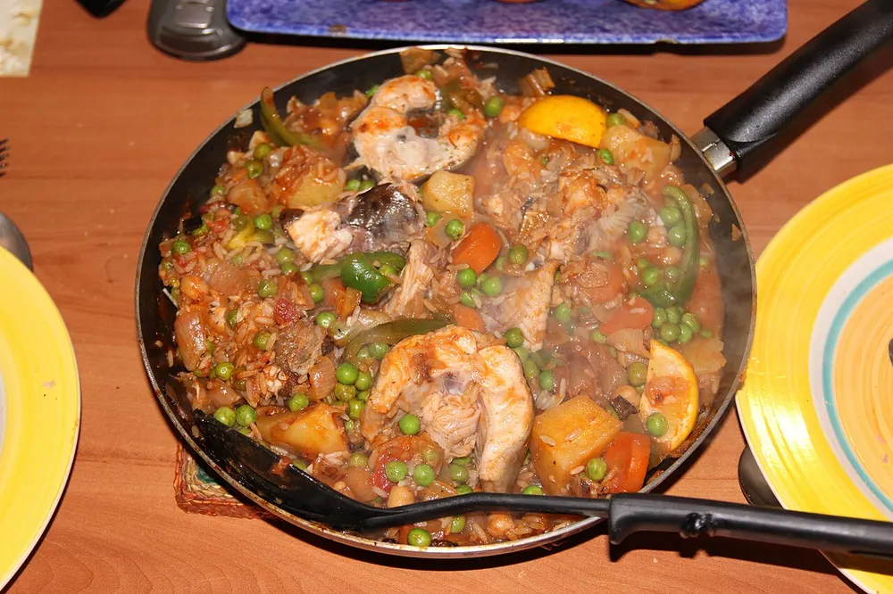 Caldeirada — Portuguese fisherman's stew of mixed fish and vegetables