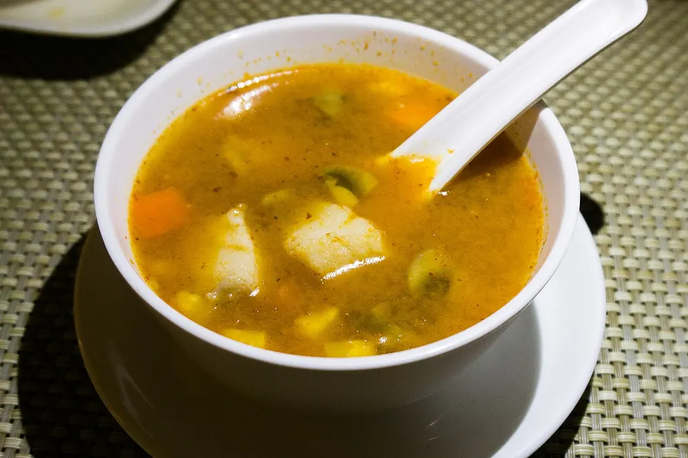 Gaeng som pla — southern Thai sour fish curry with vegetables