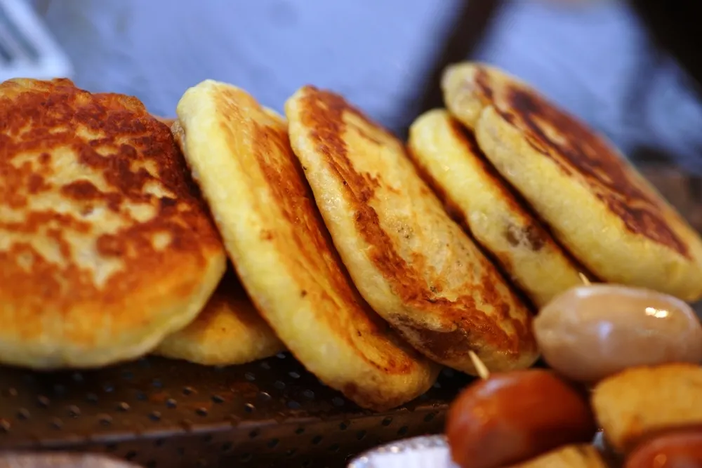 Golden fried hotteok pancakes