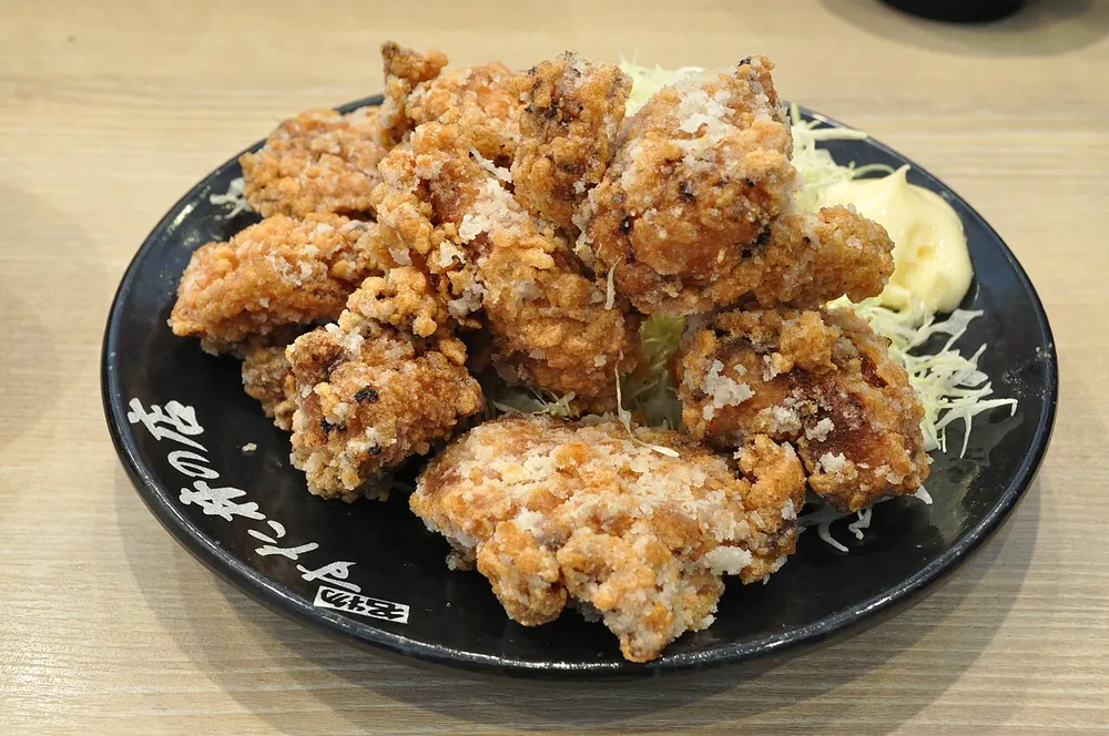 A plate of crisp golden chicken karaage