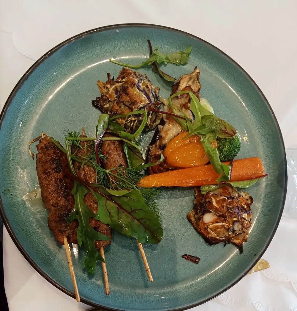 Grilled spiced minced-meat kefta skewers