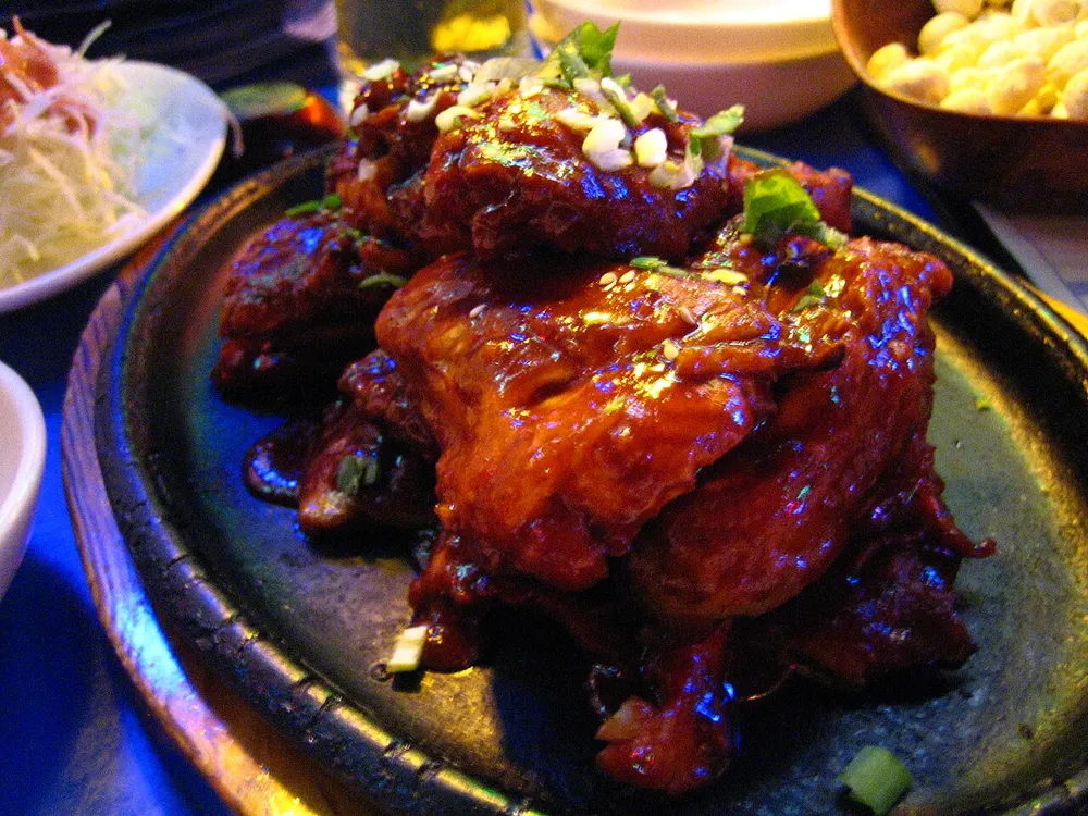 Yangnyeom Korean fried chicken glazed in sweet-spicy sauce