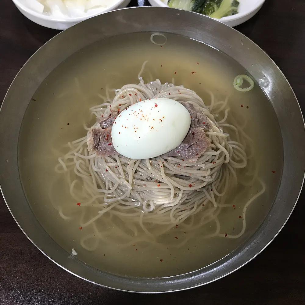 Mul-naengmyeon — cold buckwheat noodles in icy broth