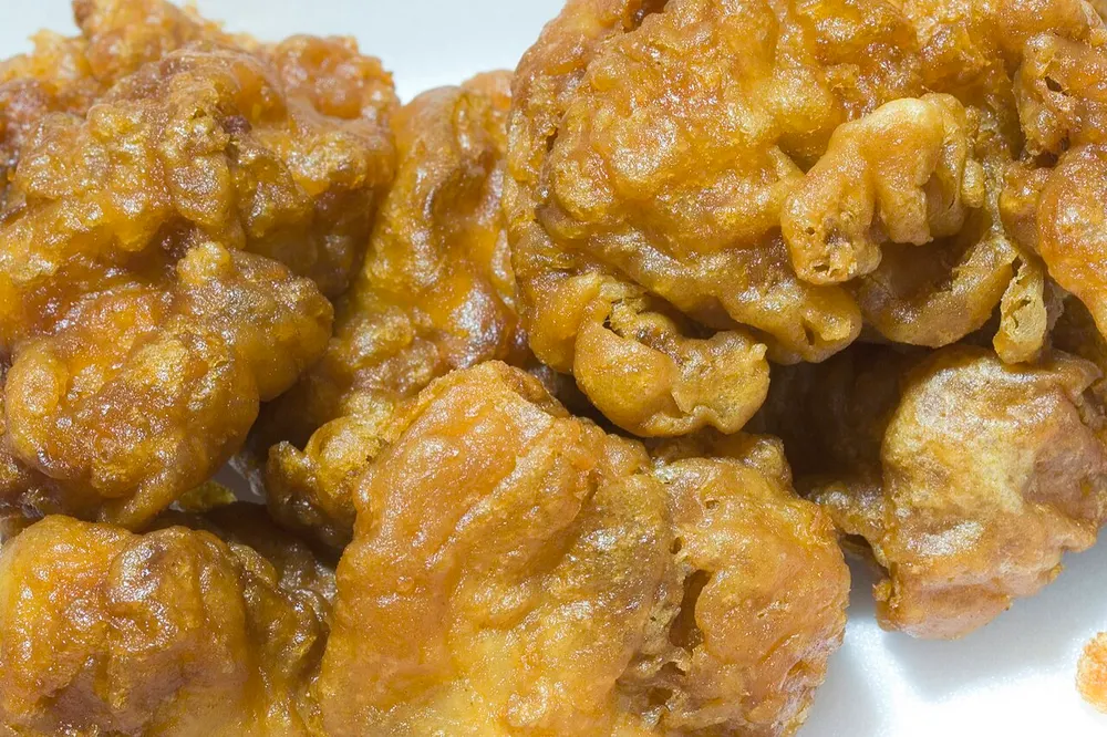 Golden-brown pieces of Japanese karaage fried chicken