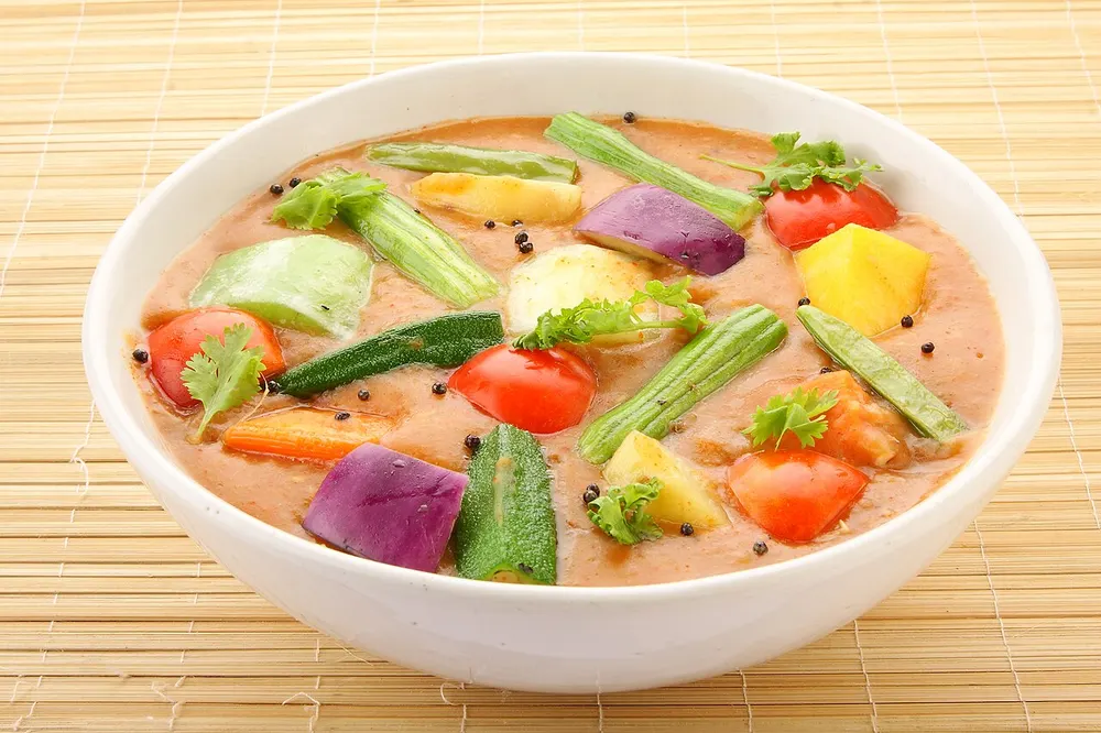 Sambar — South Indian lentil and vegetable stew with tamarind