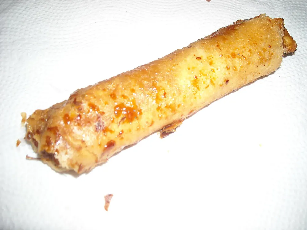 Turon — caramelised banana spring roll, deep-fried until crisp