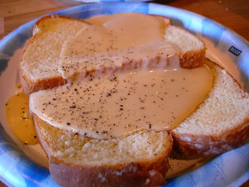 Welsh rarebit — toast under a savoury melted-cheese sauce